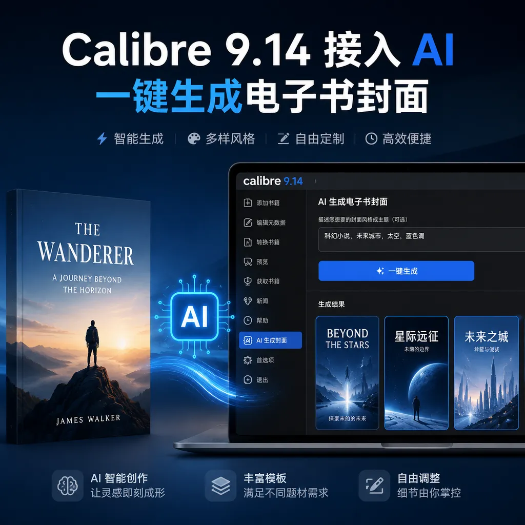 Calibre 9.14 Integrates AI to Generate eBook Covers with One Click