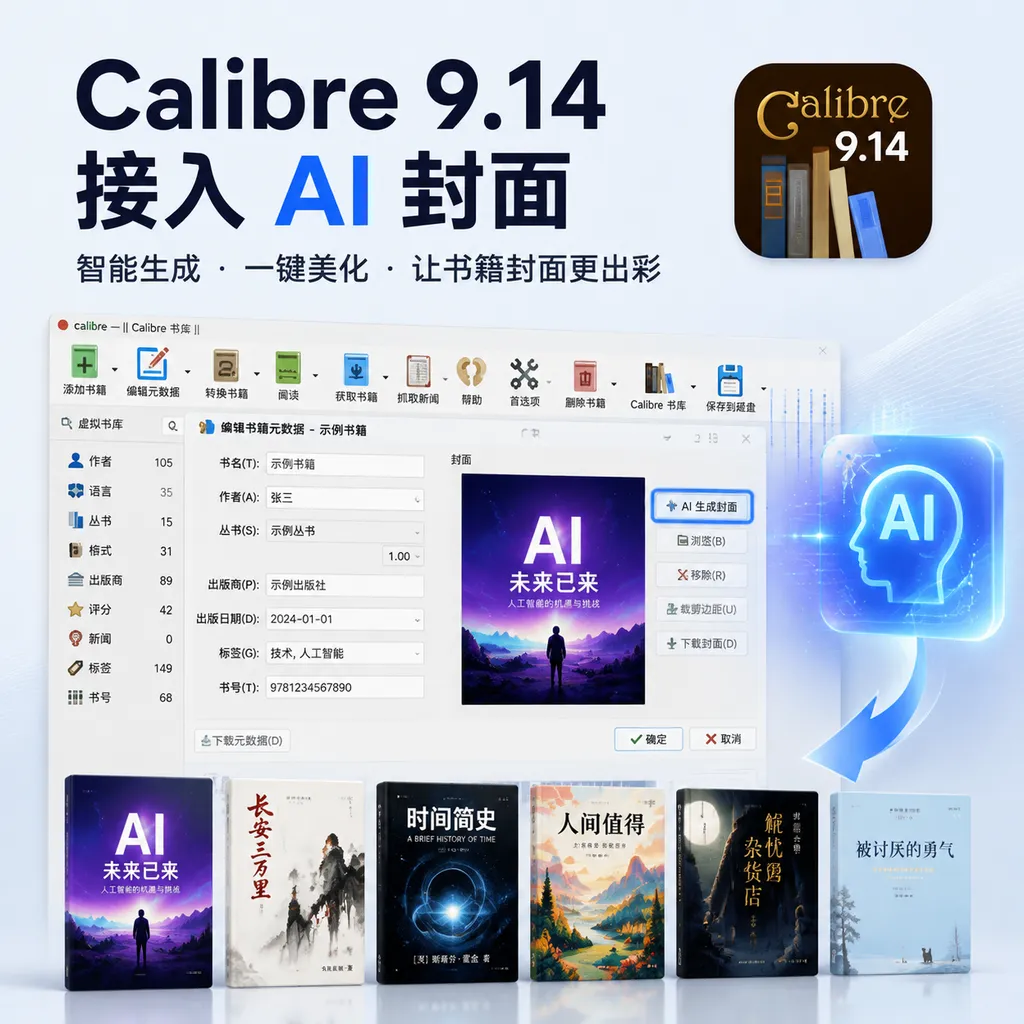 Calibre 9.14 接入 AI 封面