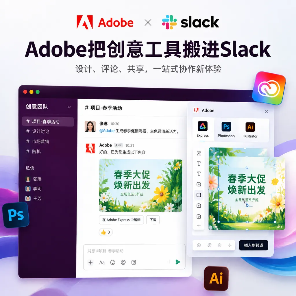 Adobe把创意工具搬进Slack