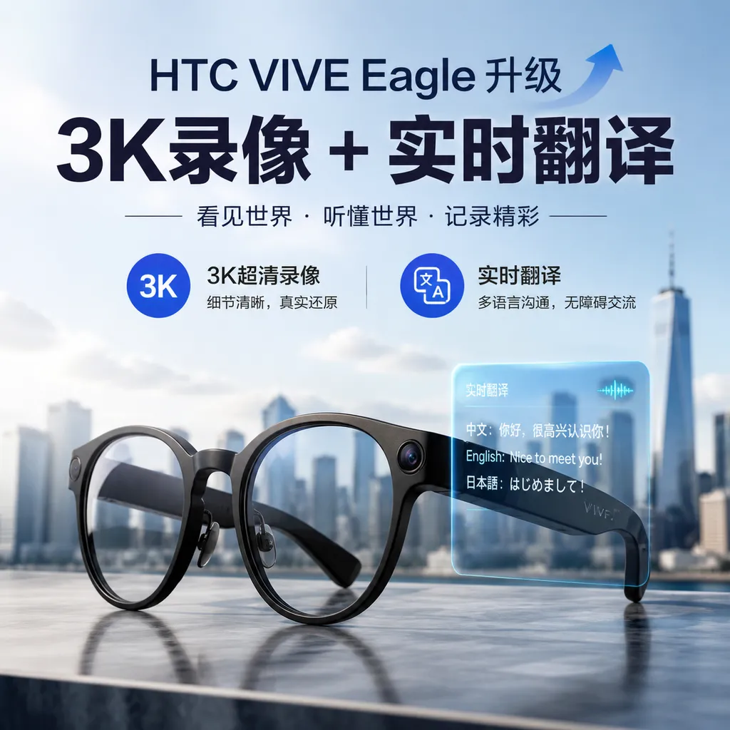 HTC VIVE Eagle升级:3K录像加实时翻译