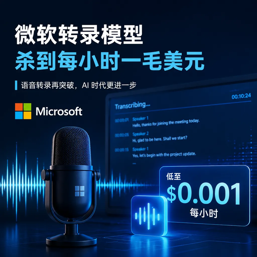 <think>**Translating headline naturally**</think>
Microsoft’s Transcription Model Slashes Costs to $0.10 per Hour