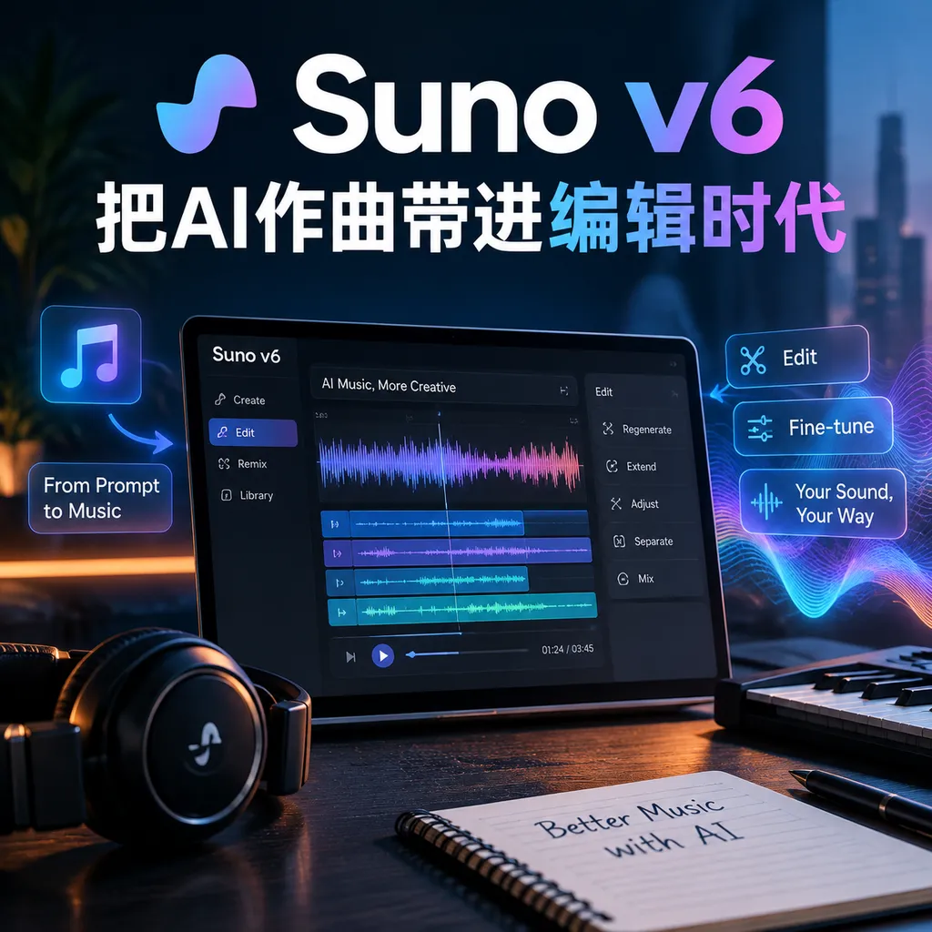 Suno v6把AI作曲带进编辑时代