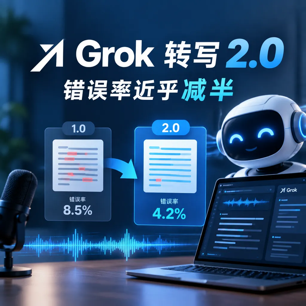 Grok转写2.0:错误率近乎减半