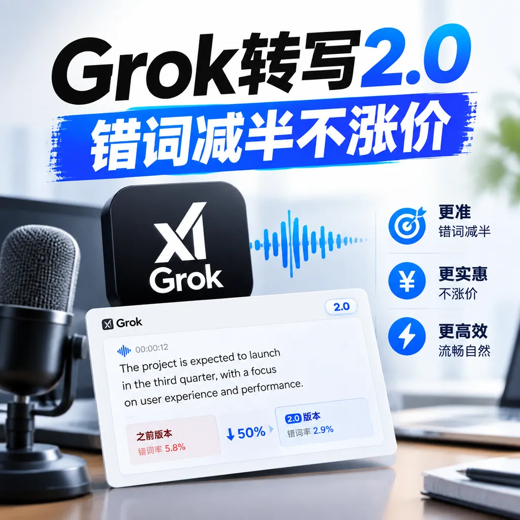 Grok Transcription 2.0: Half the Errors, Same Price