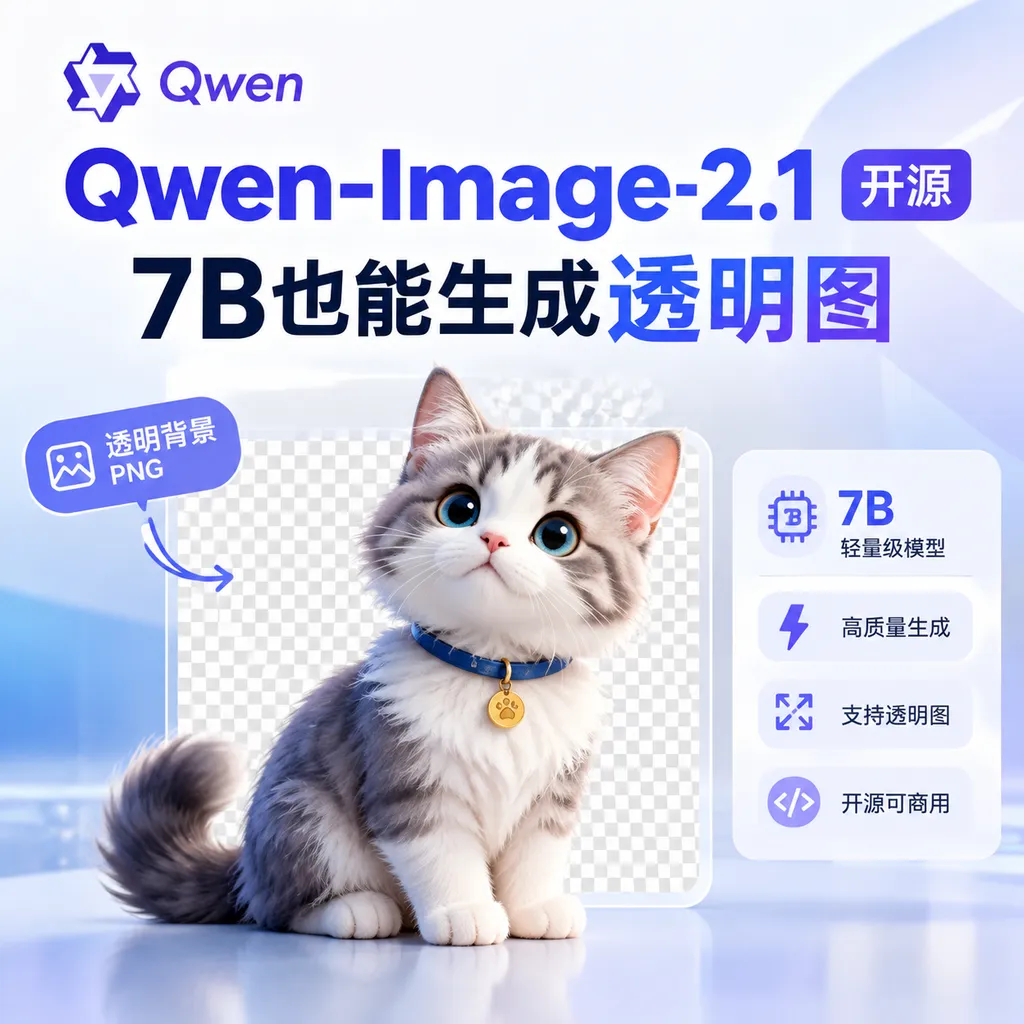 Qwen-Image-2.1开源:7B也能生成透明图