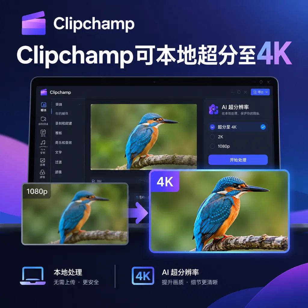 Clipchamp可本地超分至4K