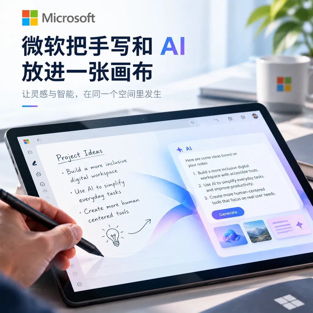 微软把手写和 AI 放进一张画布