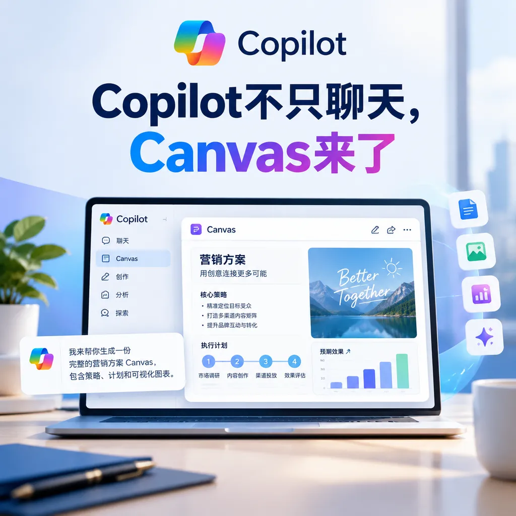 Copilot不只聊天,Canvas来了