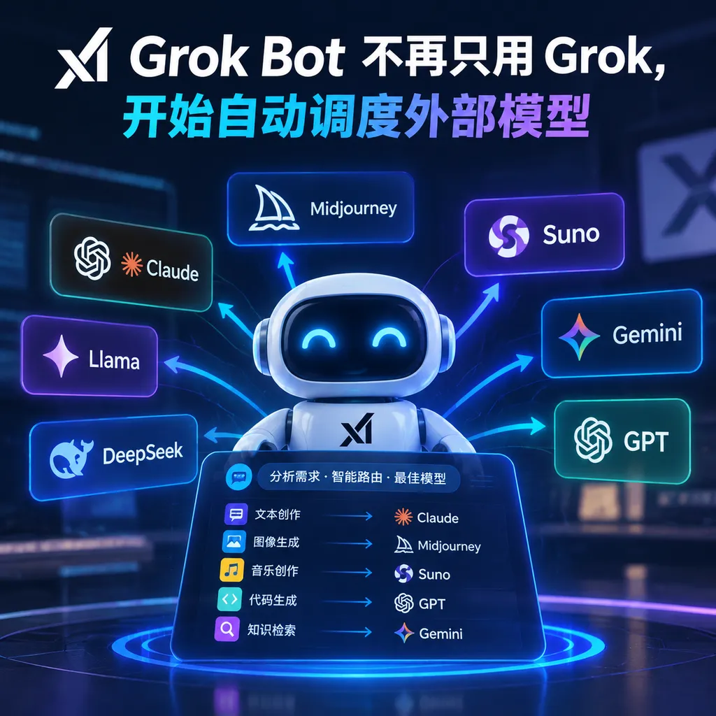 Grok Bot 不再只用 Grok,开始自动调度外部模型