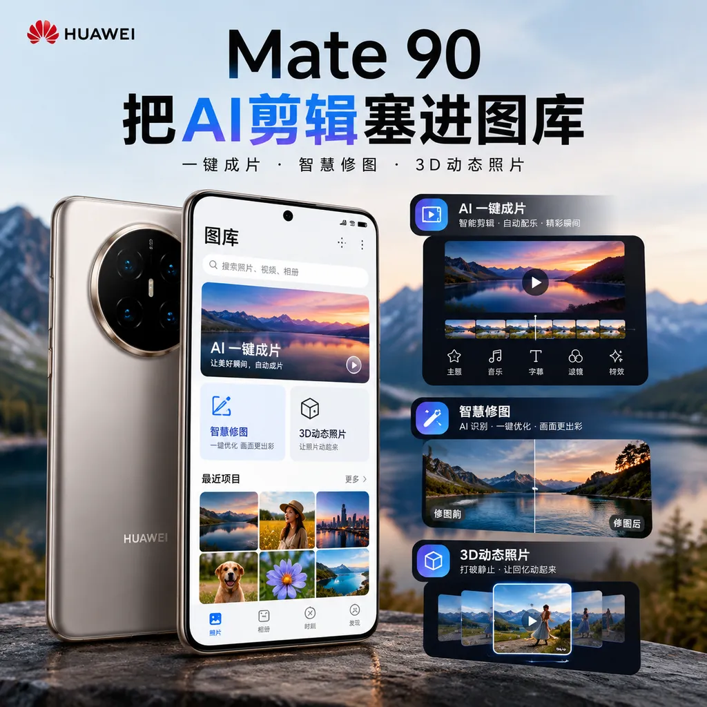 Mate 90把AI剪辑塞进图库