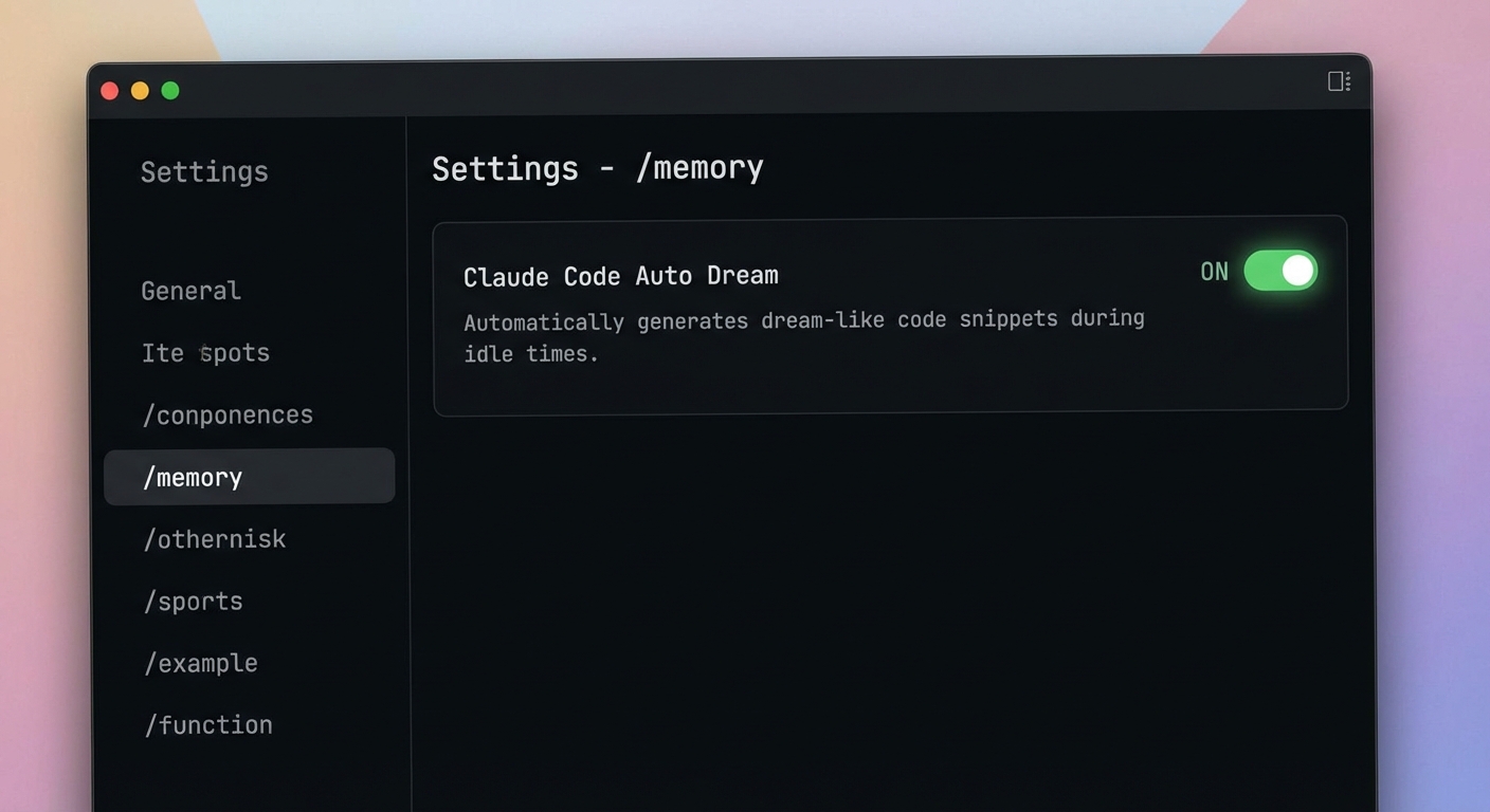Claude Code Auto Dream 功能在 /memory 设置中的开关界面截图