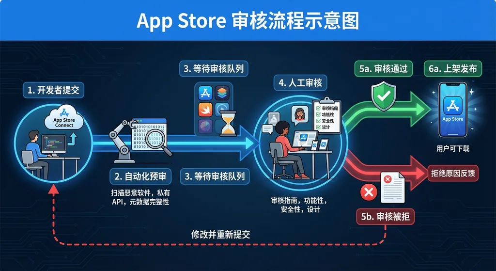 App Store 审核流程示意图