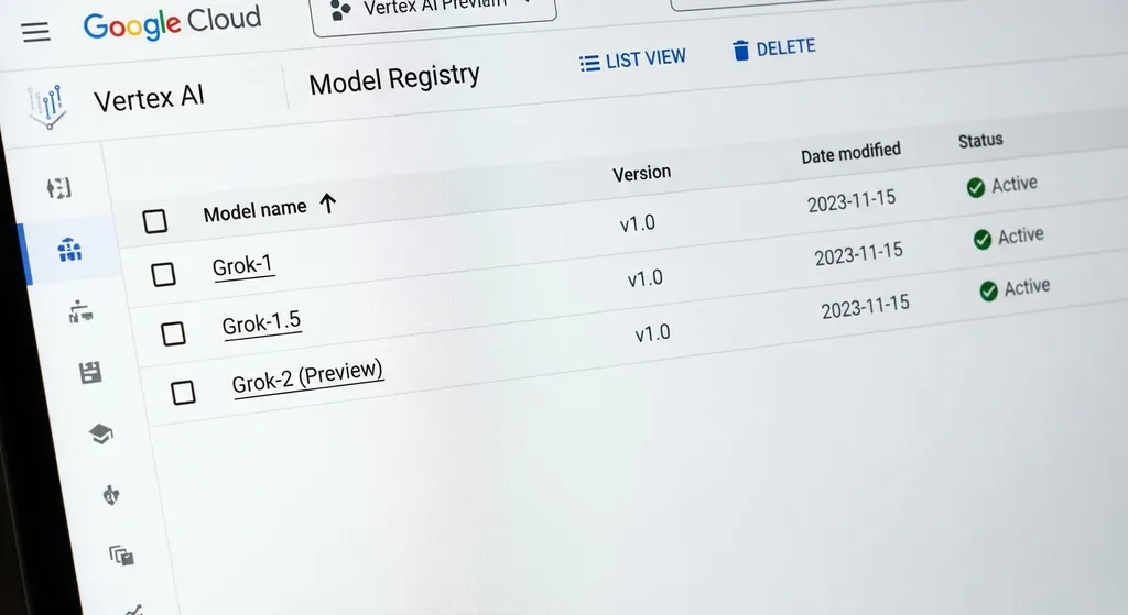 Vertex AI 模型列表中展示的三款 Grok 模型截图