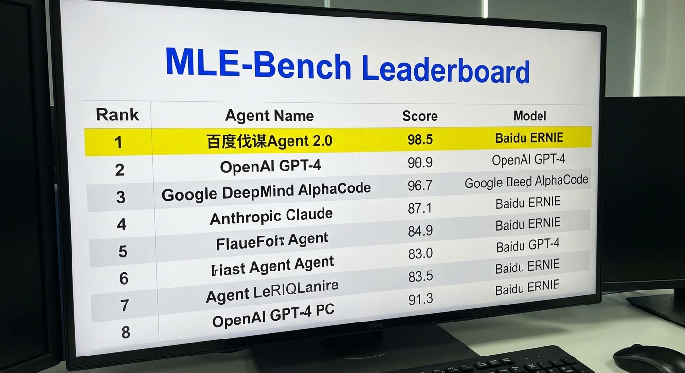 百度伐谋Agent 2.0在MLE-Bench榜单排名截图