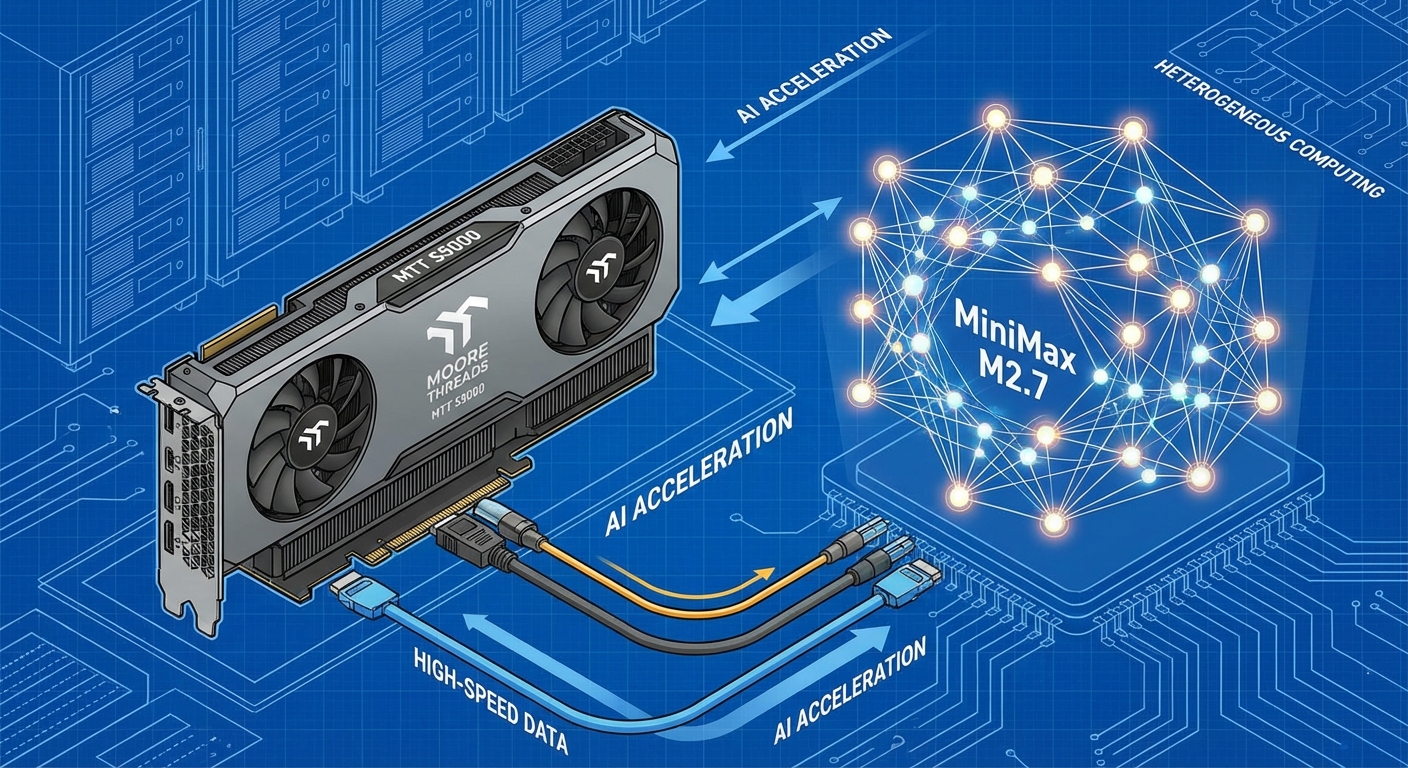 摩尔线程 MTT S5000 GPU 与 MiniMax M2.7 适配示意图