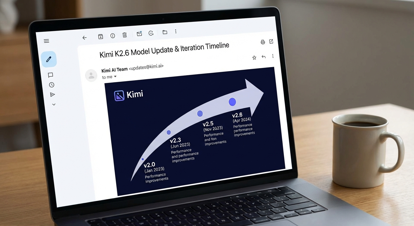 Kimi K2.6官方邮件截图或模型版本迭代时间线示意图