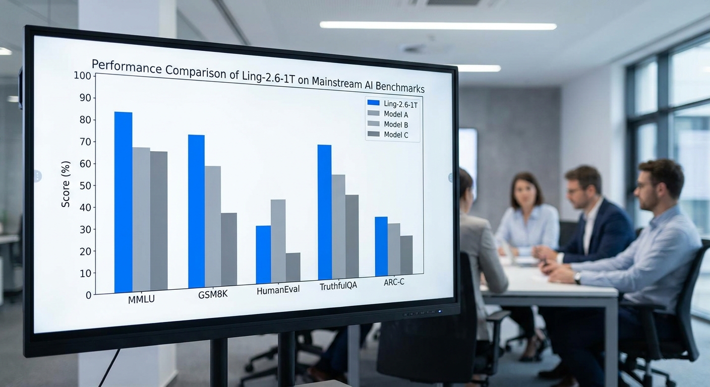 Ling-2.6-1T 在主流基准测试中的表现对比图