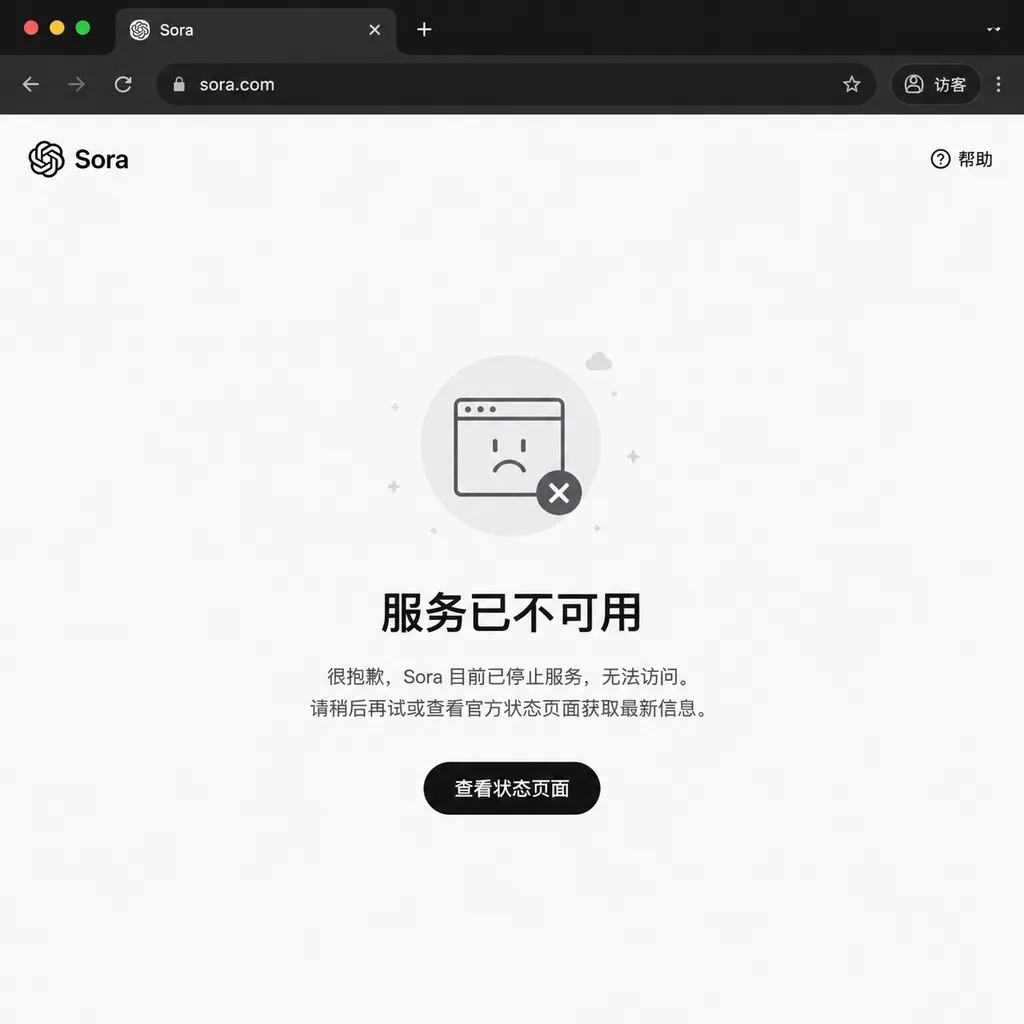 Sora Web 页面停服截图,显示服务已不可用