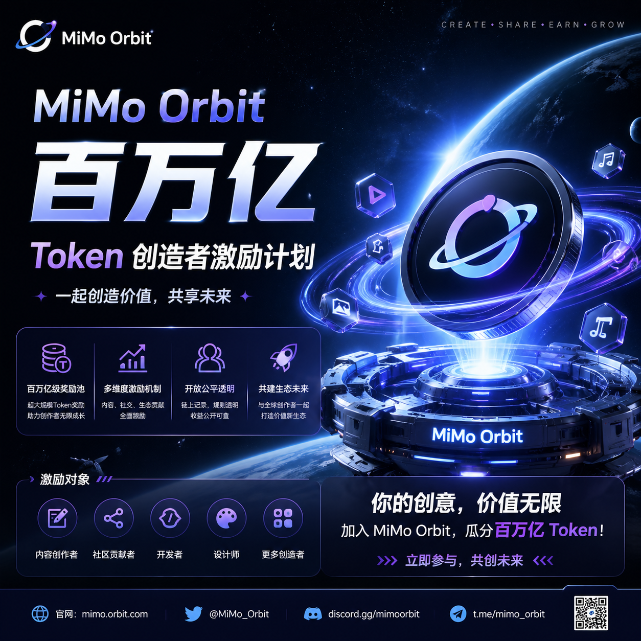 MiMo Orbit 百万亿 Token 创造者激励计划官方宣传图