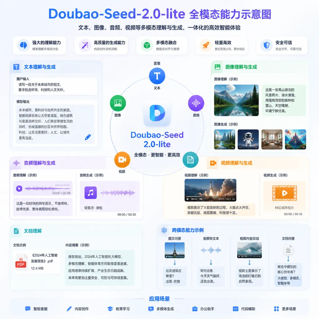 Doubao-Seed-2.0-lite 全模态能力示意图