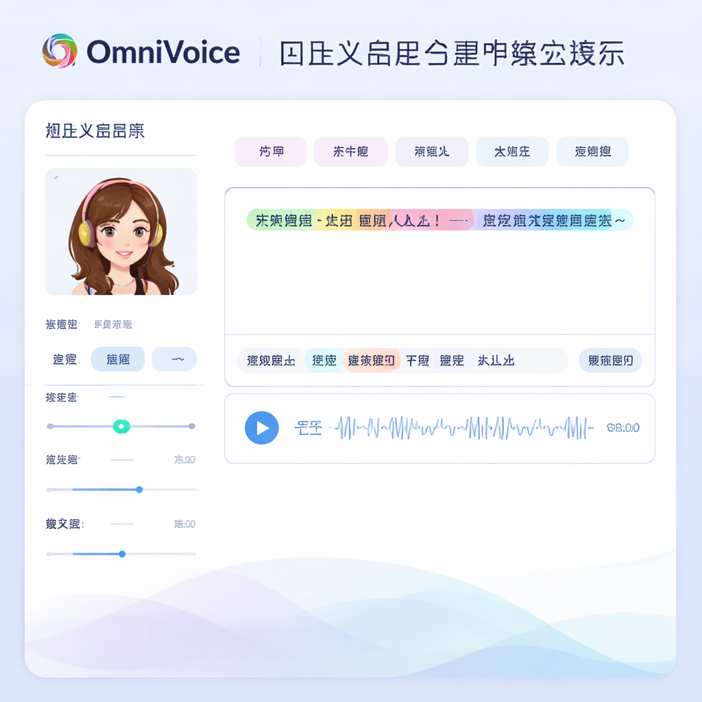 OmniVoice 自定义音色与语气标记演示界面
