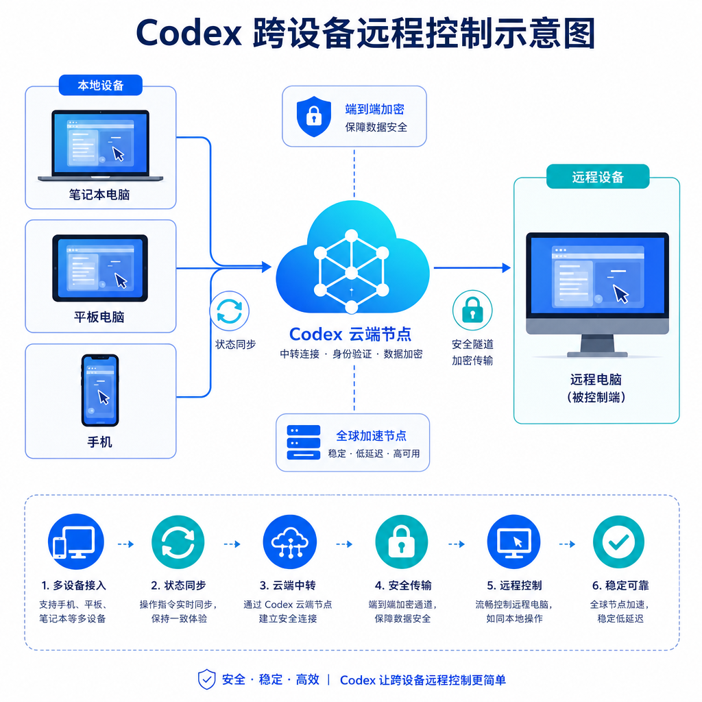 Codex 跨设备远程控制示意图