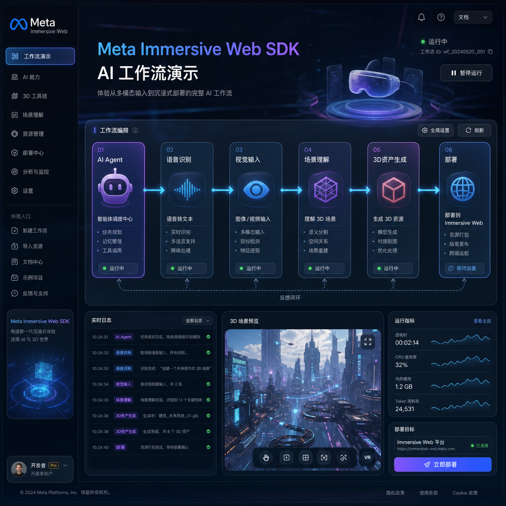 Meta Immersive Web SDK AI 工作流演示界面