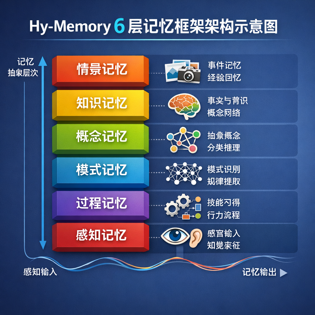Hy-Memory 6 层记忆框架架构示意图
