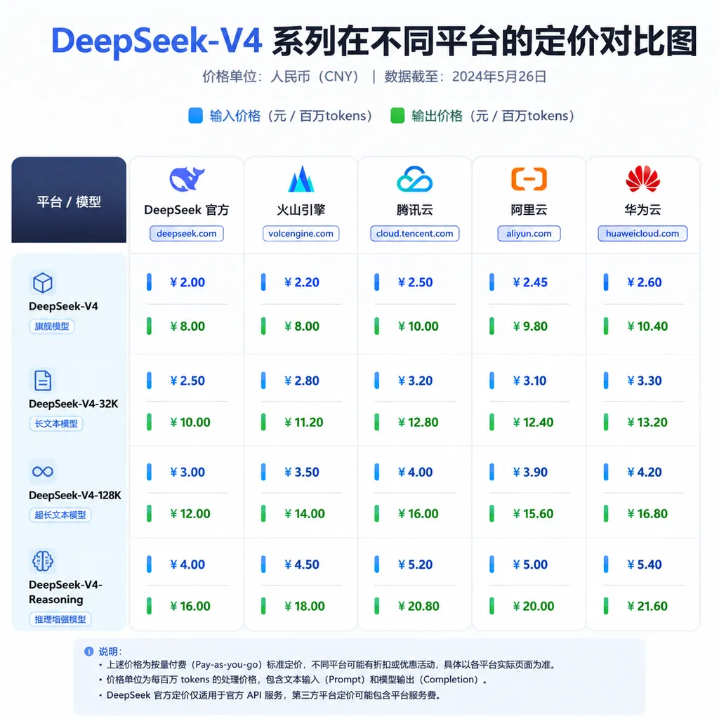Comparison of DeepSeek-V4 Series Pricing Across Platforms