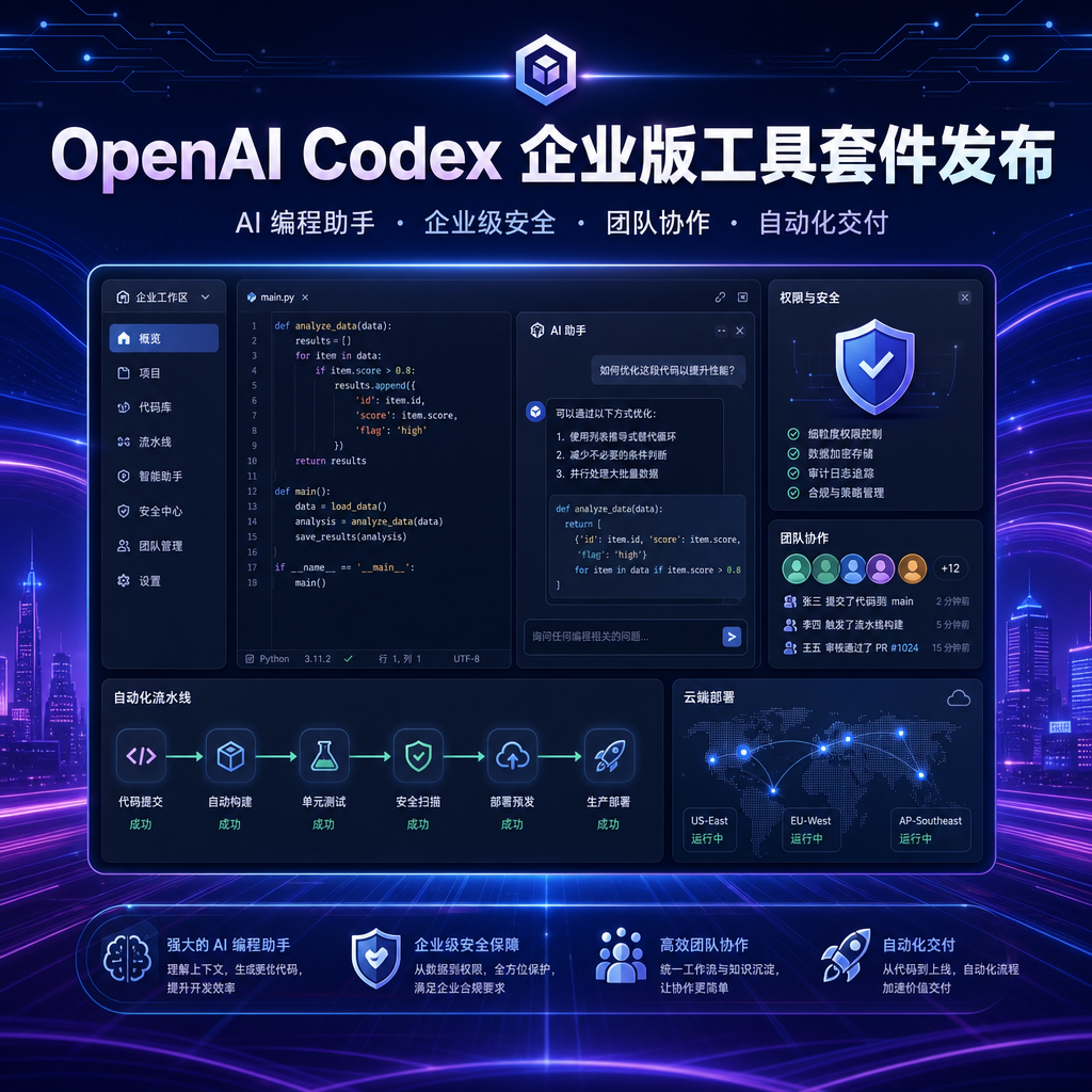 OpenAI Codex 企业版工具套件发布示意图
