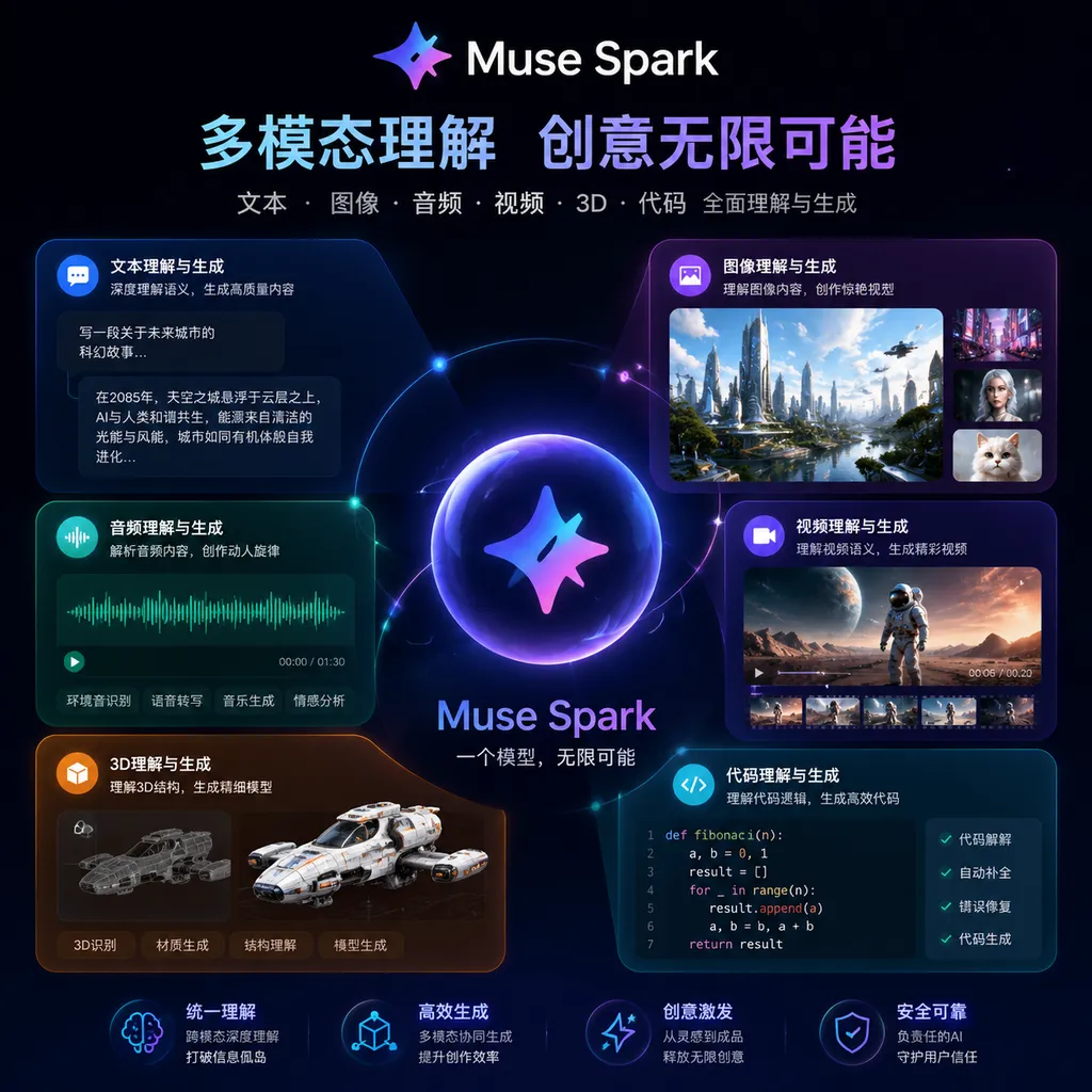 Muse Spark 官方宣传图展示多模态能力