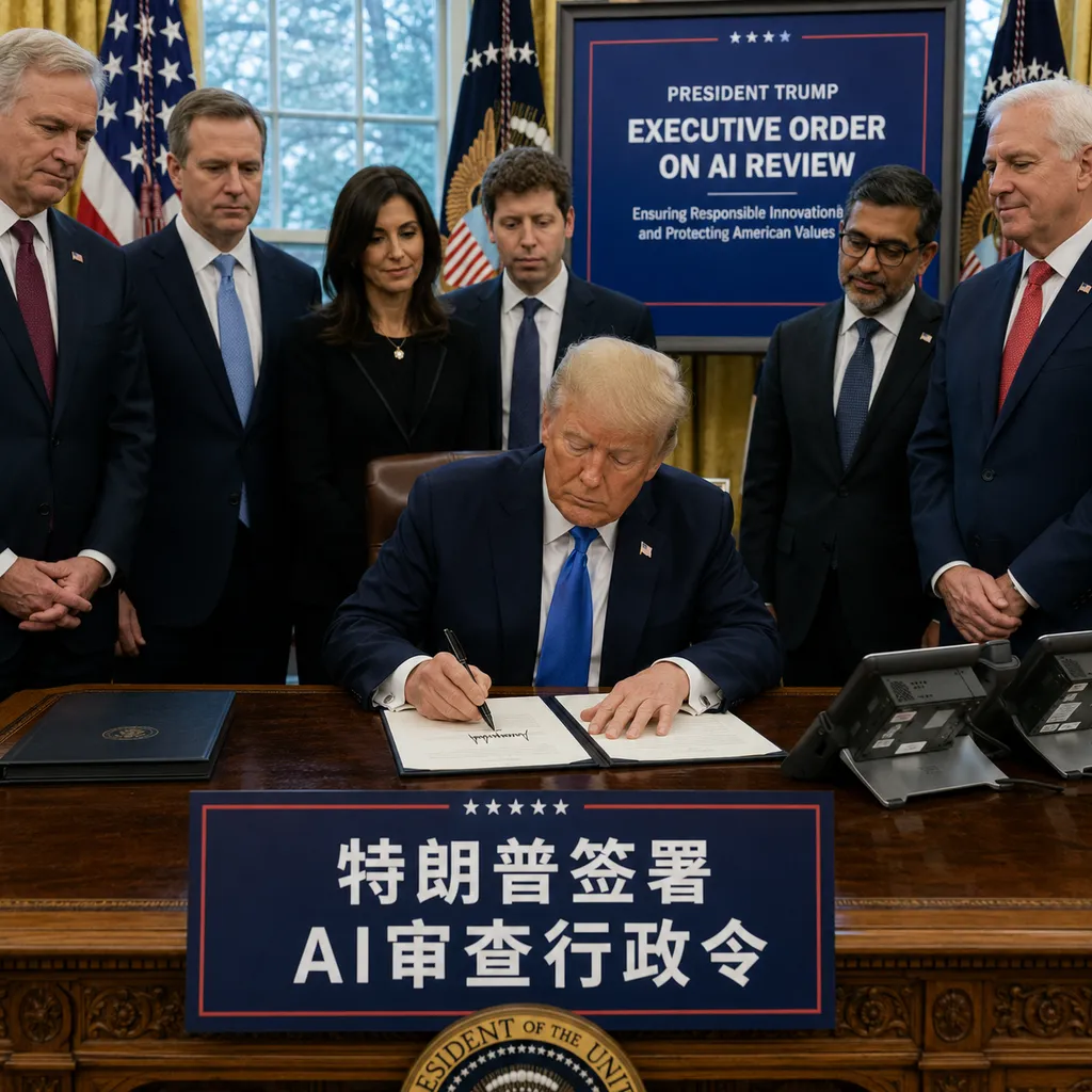 Trump signing the AI review executive order