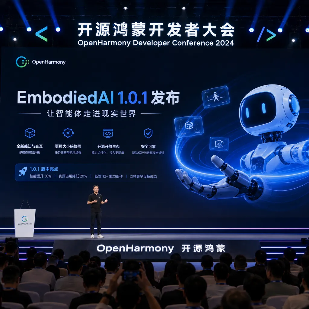 开源鸿蒙开发者大会现场,EmbodiedAI 1.0.1 发布主题演讲