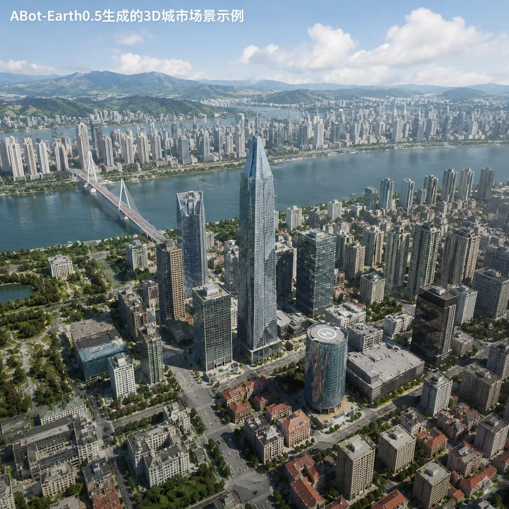 ABot-Earth0.5生成的3D城市场景示例