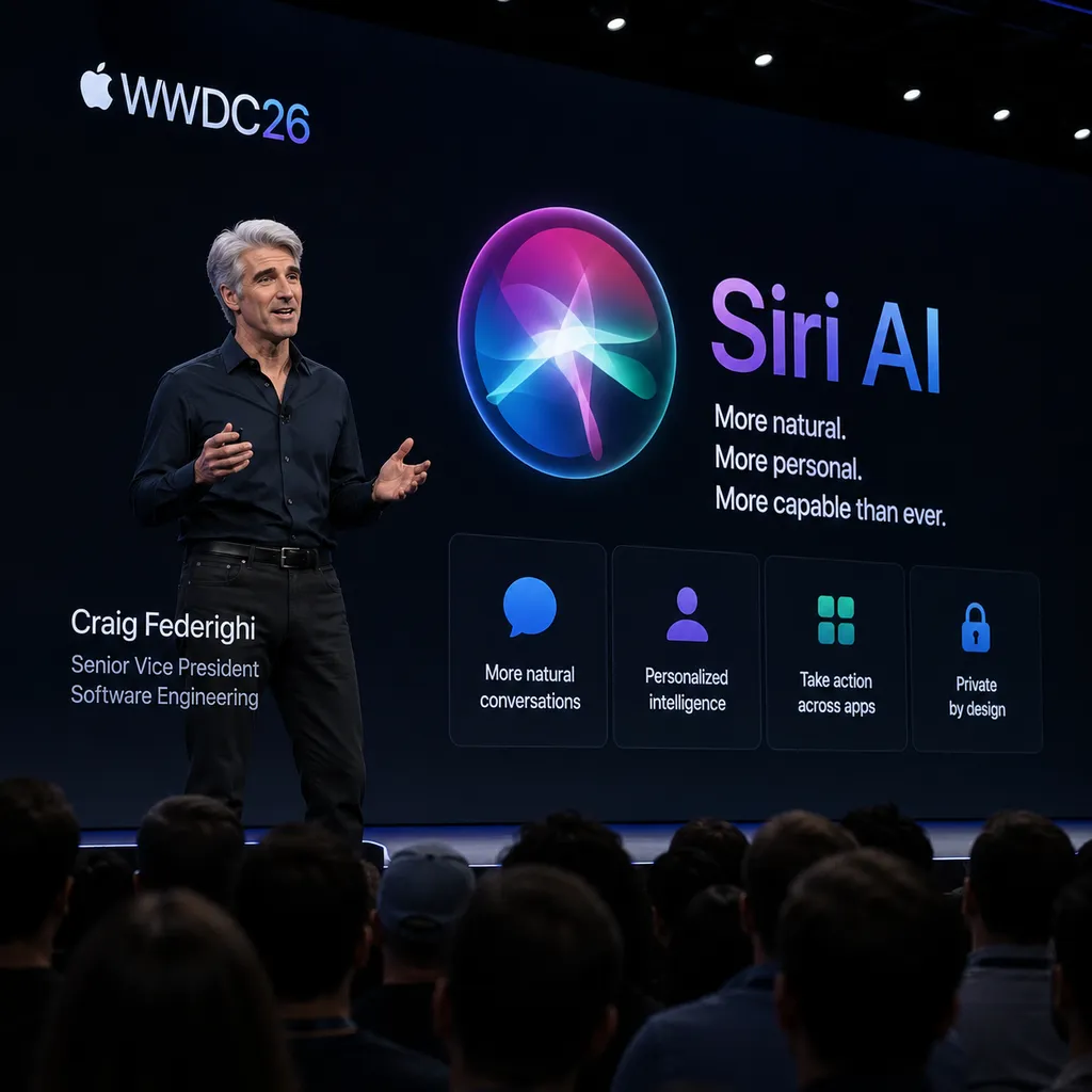WWDC26 主题演讲现场 Craig Federighi 介绍 Siri AI