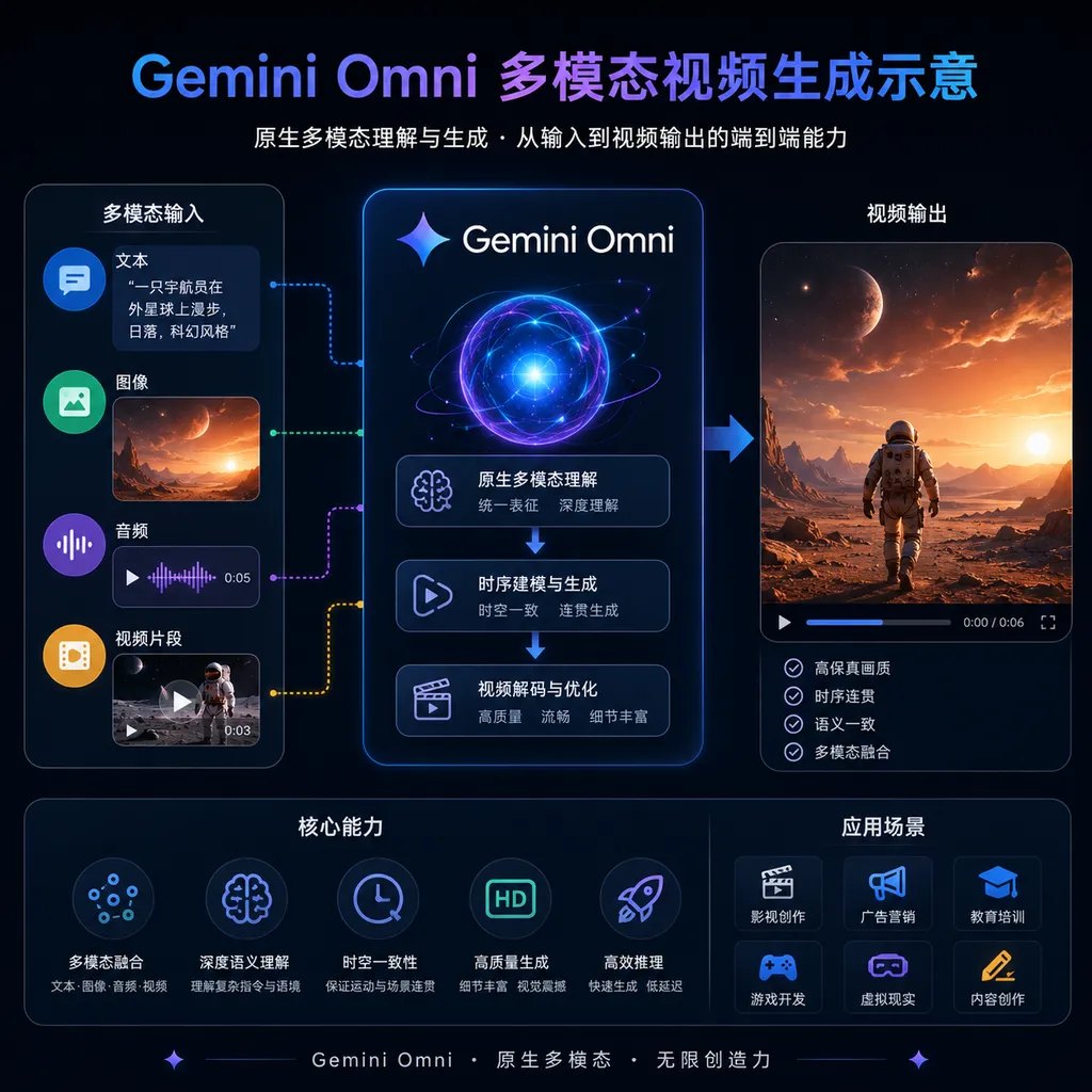Gemini Omni 多模态视频生成示意