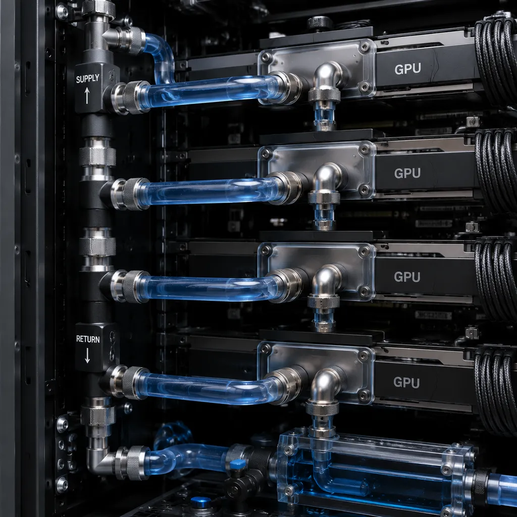 GPU 机柜液冷管路特写