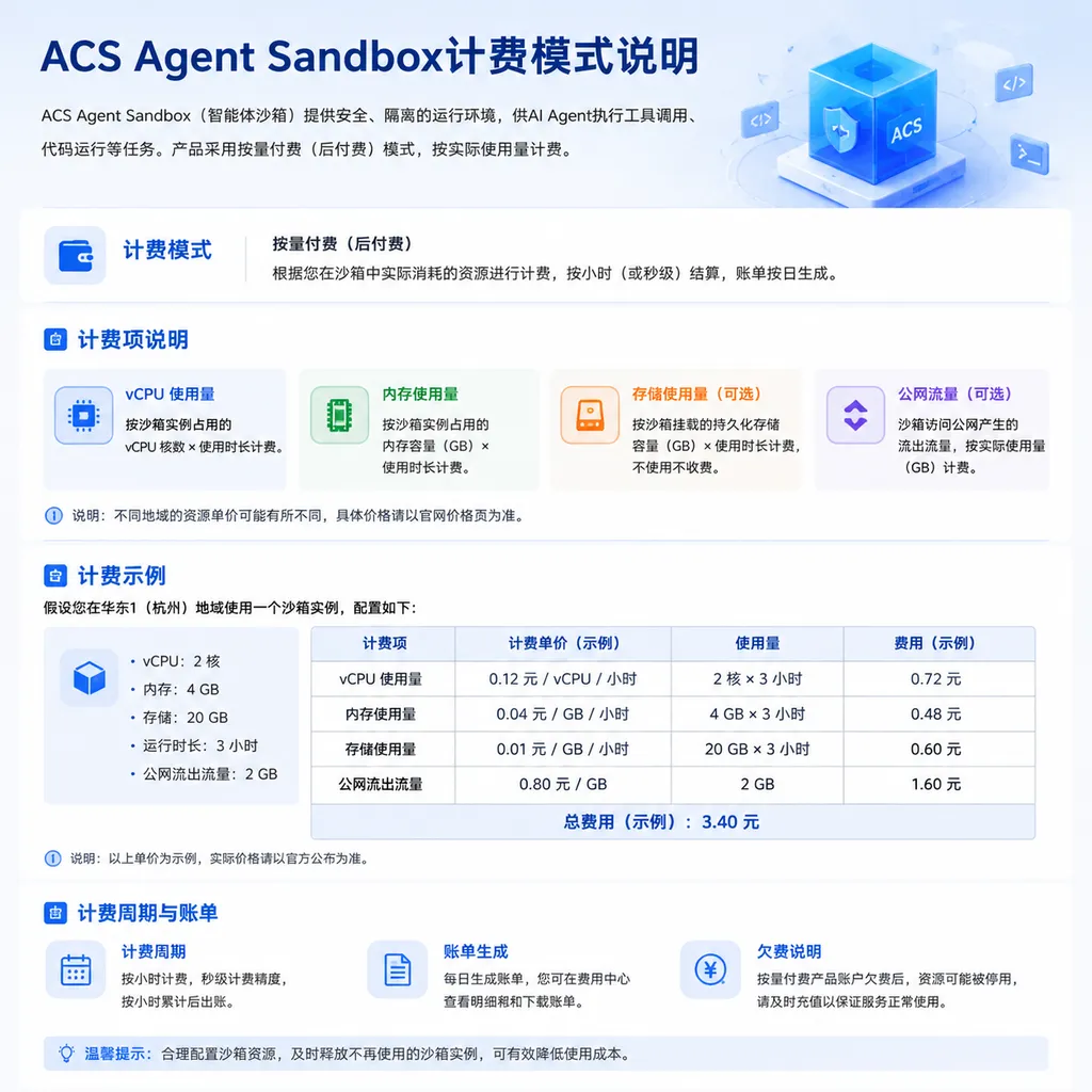 ACS Agent Sandbox计费模式说明