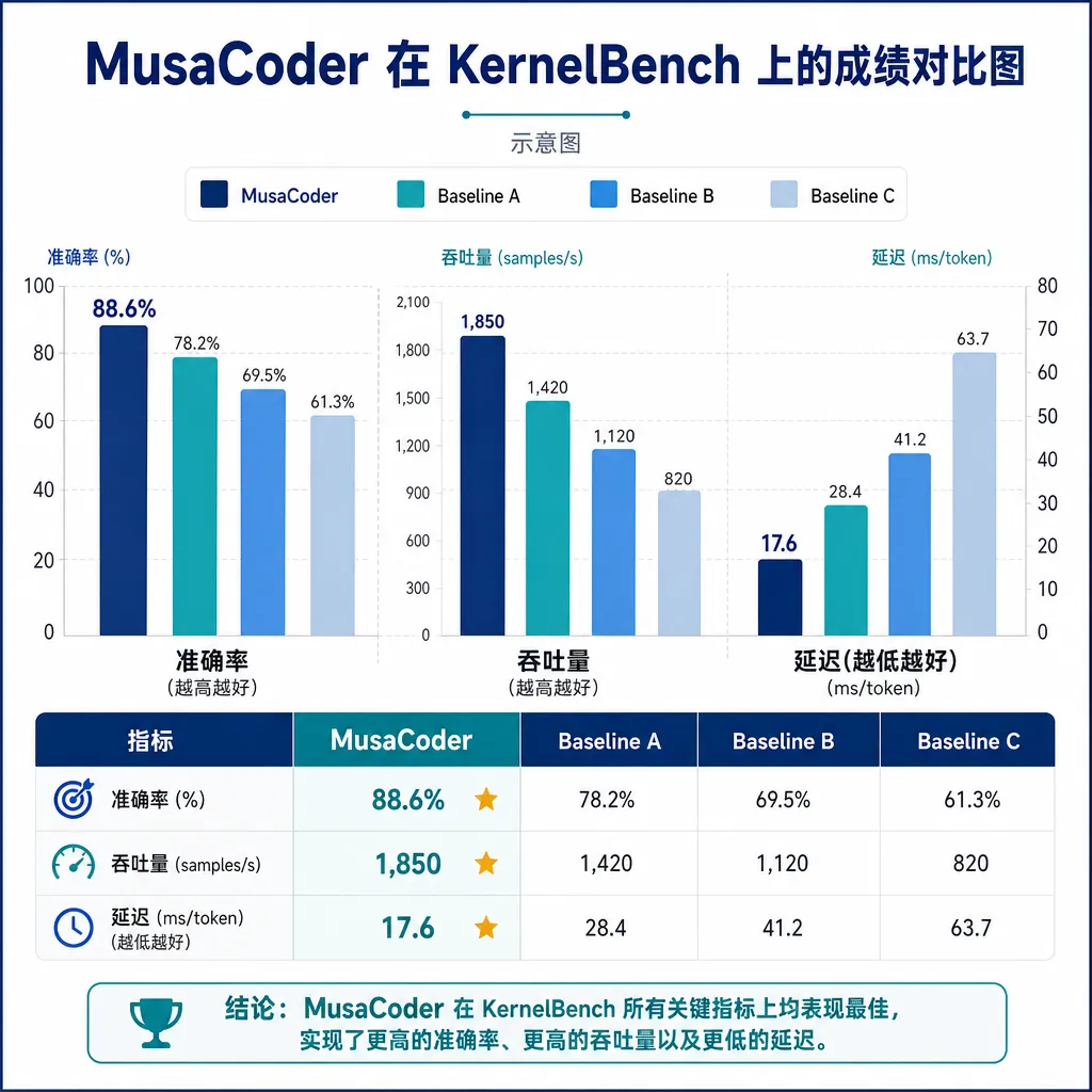 MusaCoder 在 KernelBench 上的成绩对比图