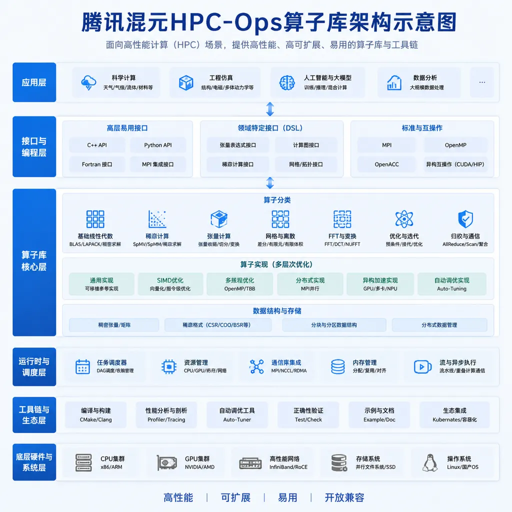 腾讯混元HPC-Ops算子库架构示意图