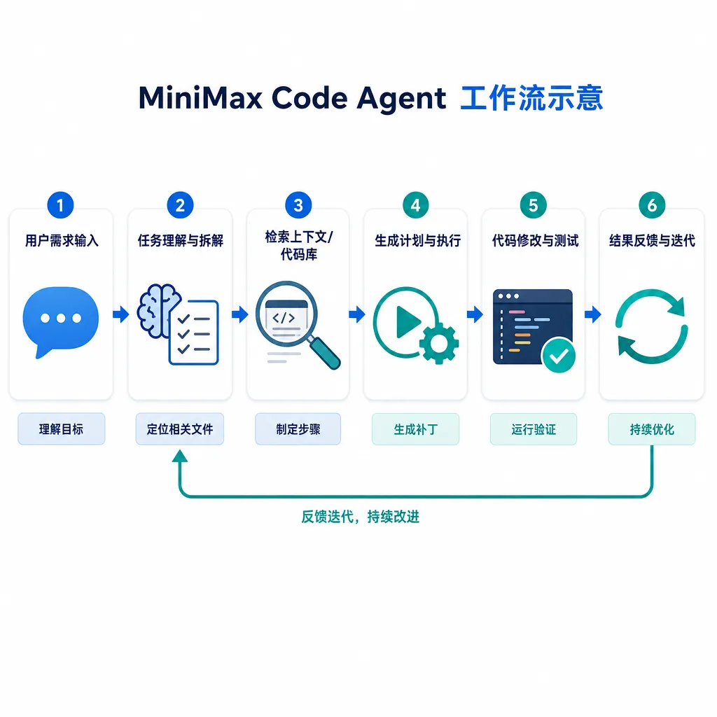 MiniMax Code Agent 工作流示意