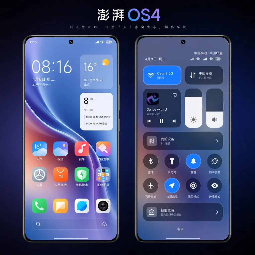 澎湃 OS4 系统界面示意
