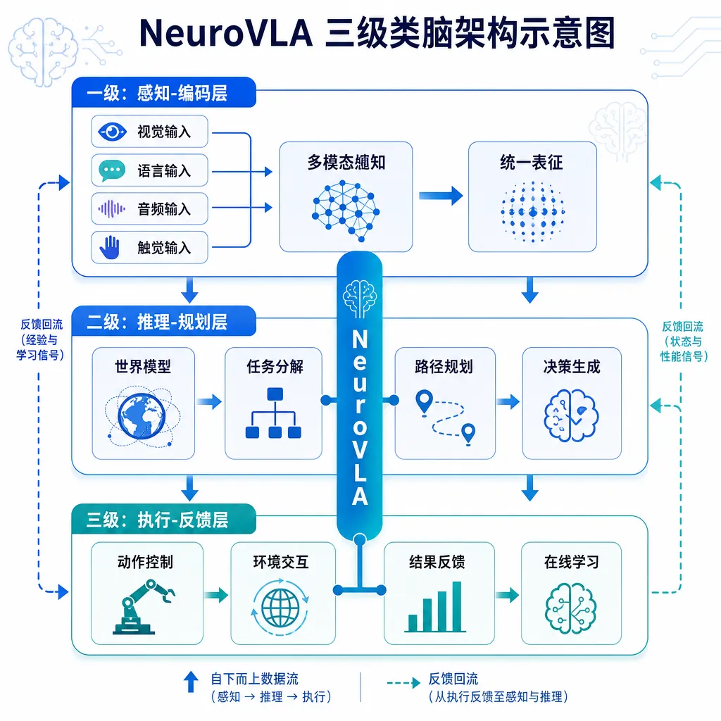 NeuroVLA三级类脑架构示意图