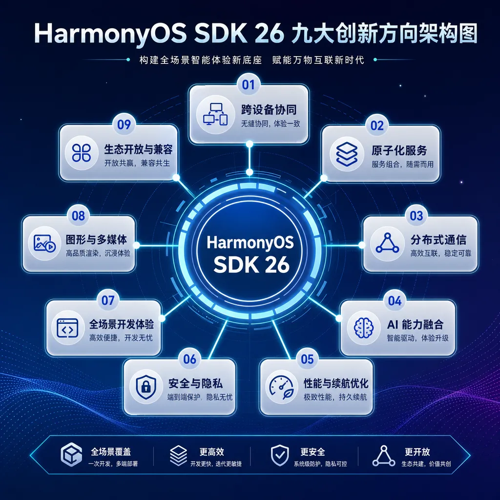 HarmonyOS SDK 26 九大创新方向架构图