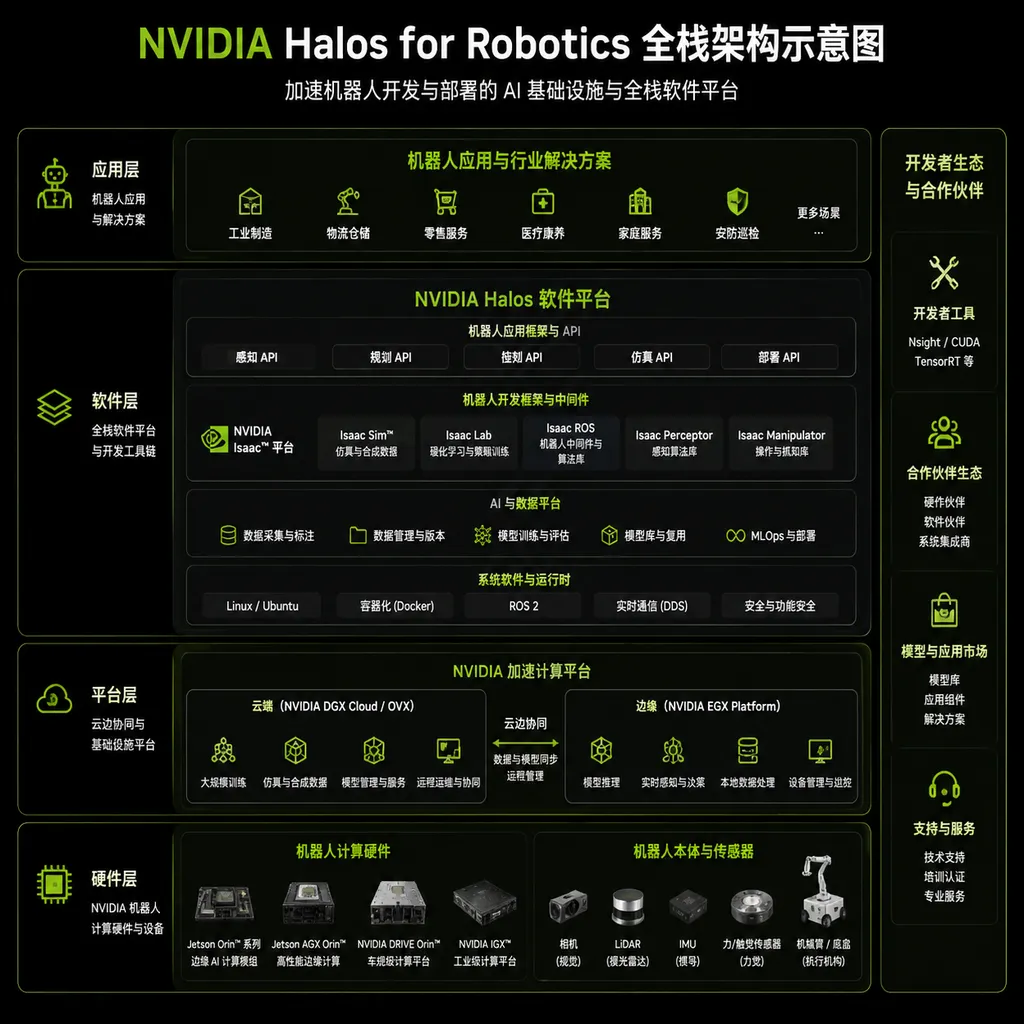 NVIDIA Halos for Robotics 全栈架构示意图