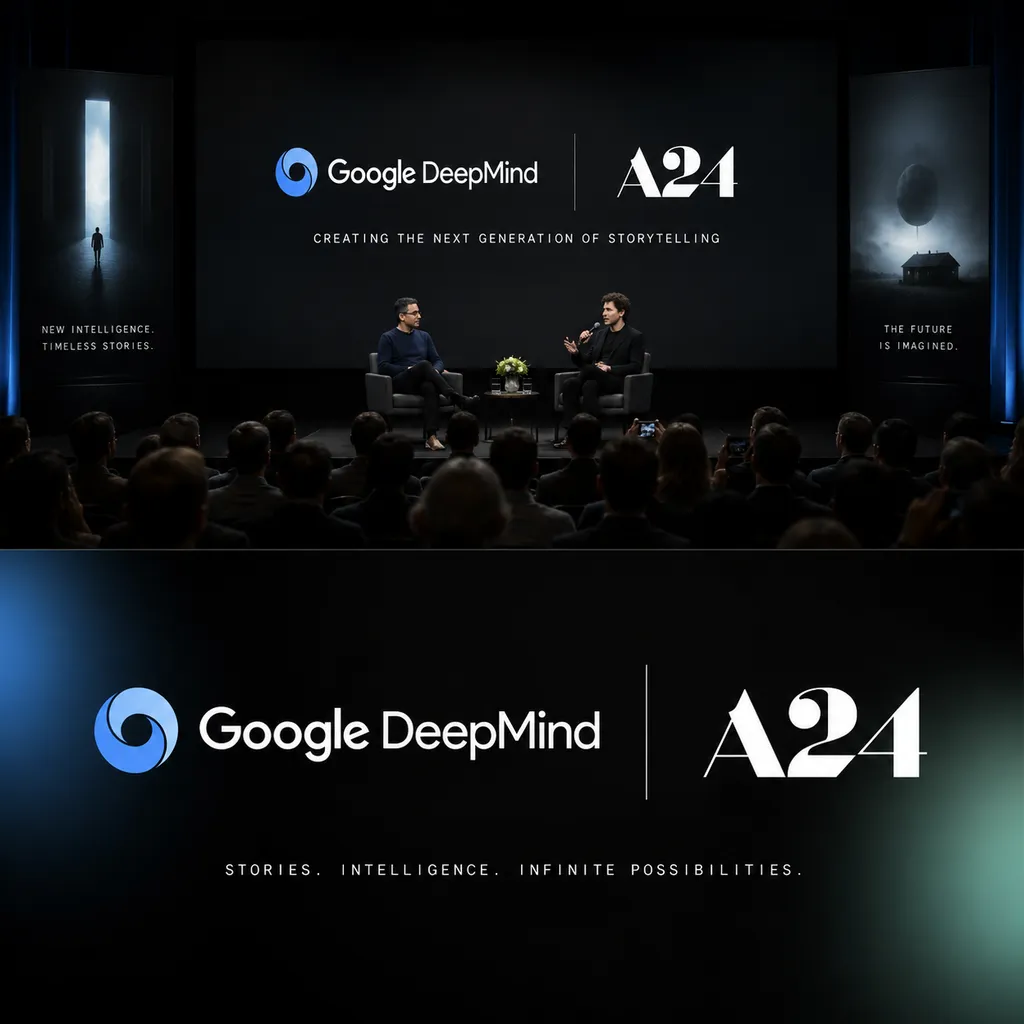 Google DeepMind 与 A24 合作发布会现场或双方 Logo 组合图