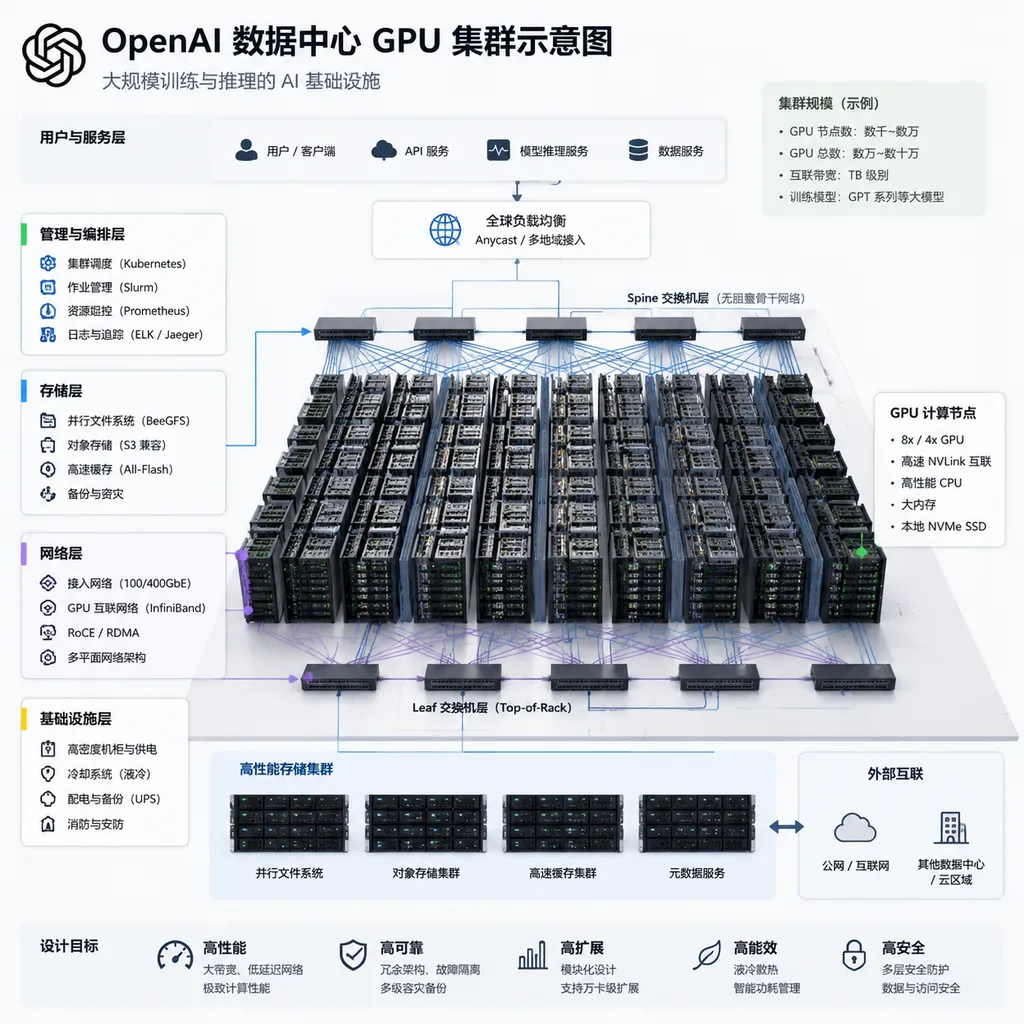 OpenAI 数据中心 GPU 集群示意图