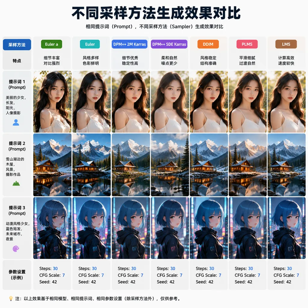 不同采样方法生成效果对比