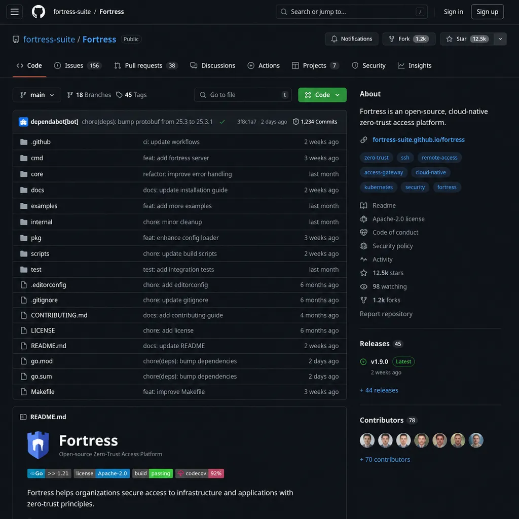 Fortress 项目 GitHub 首页截图