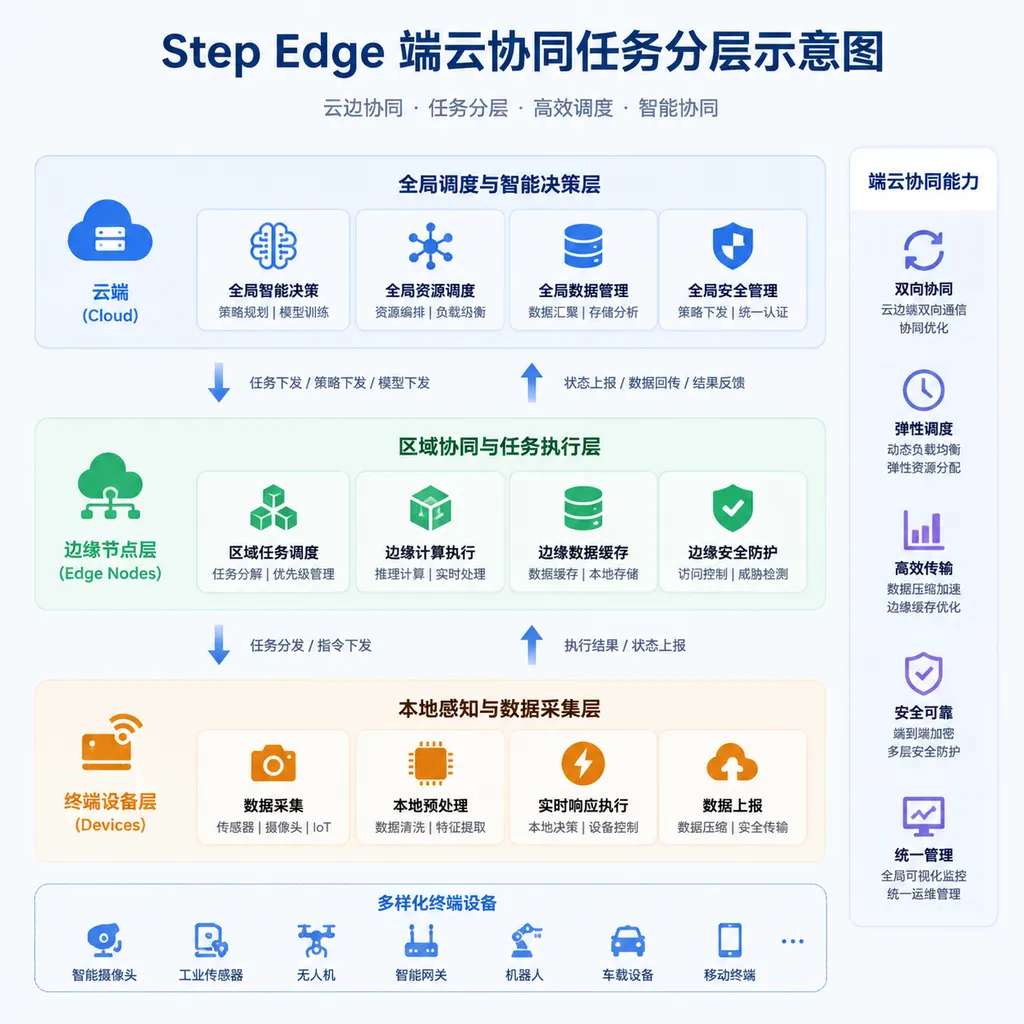 Step Edge 端云协同任务分层示意图